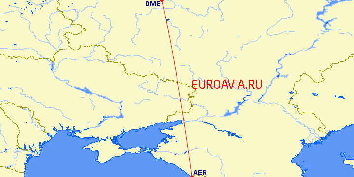 перелет Сочи — Москва на карте