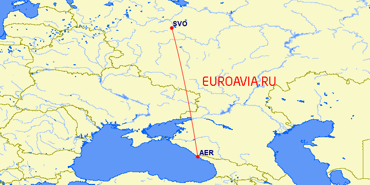 перелет Сочи — Москва на карте