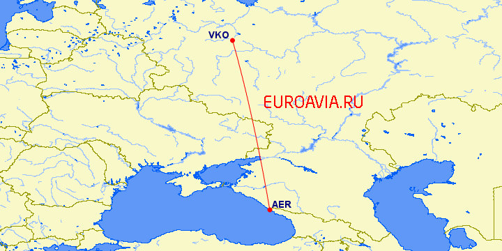 перелет Сочи — Москва на карте