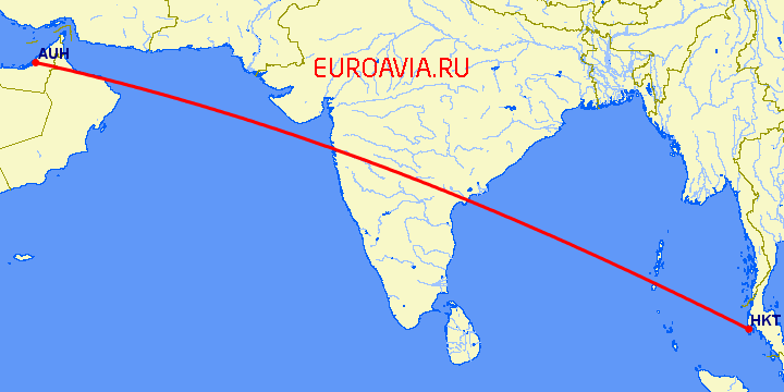 перелет Абу Даби — Пхукет на карте