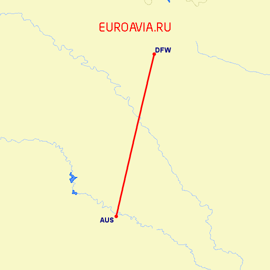 перелет Остин — Даллас на карте