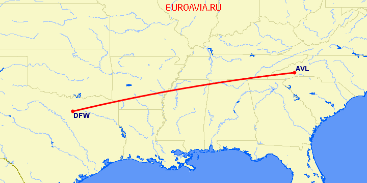 перелет Флетчер — Даллас на карте