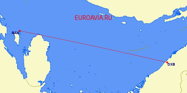 перелет Манама — Дубай на карте