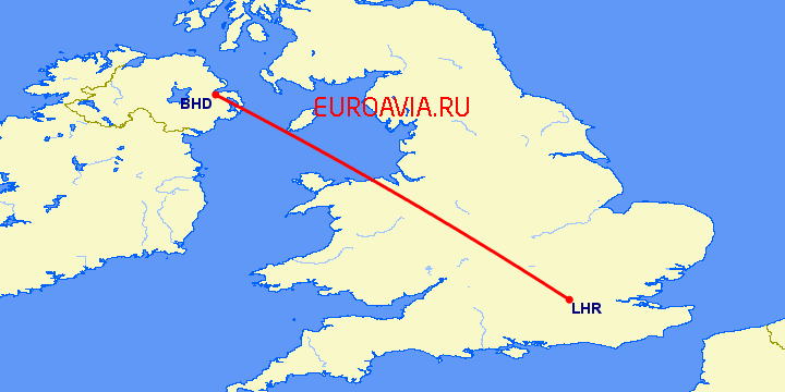 перелет Белфаст — Лондон на карте