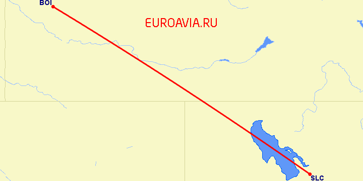 перелет Бойсе — Солт Лейк Сити на карте