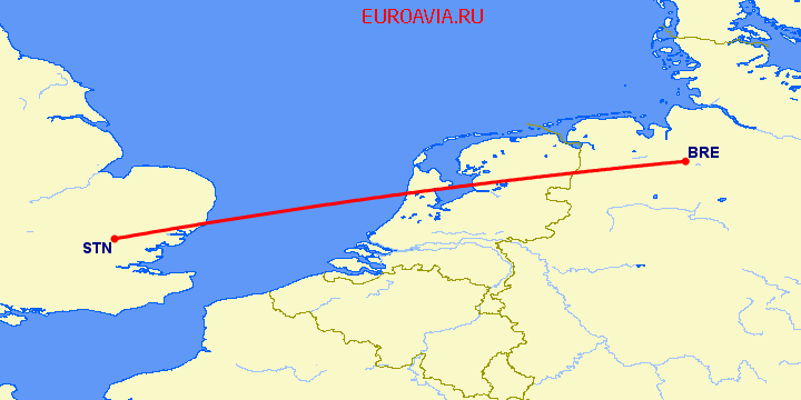 перелет Бремен — Лондон на карте