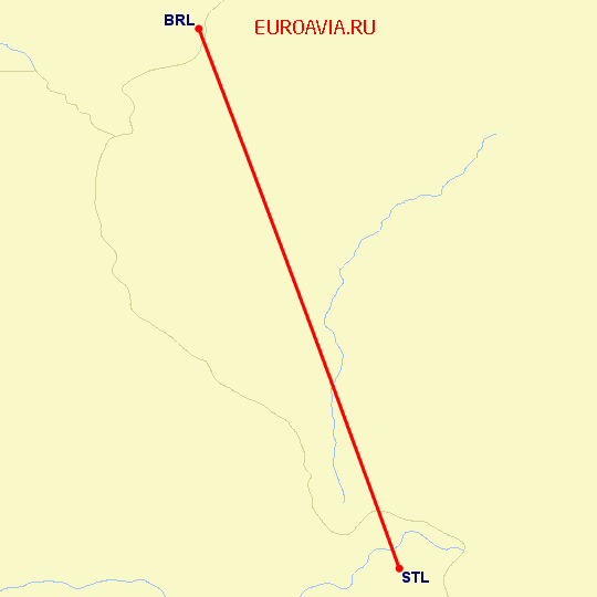 перелет Burlington — Сент Луис на карте