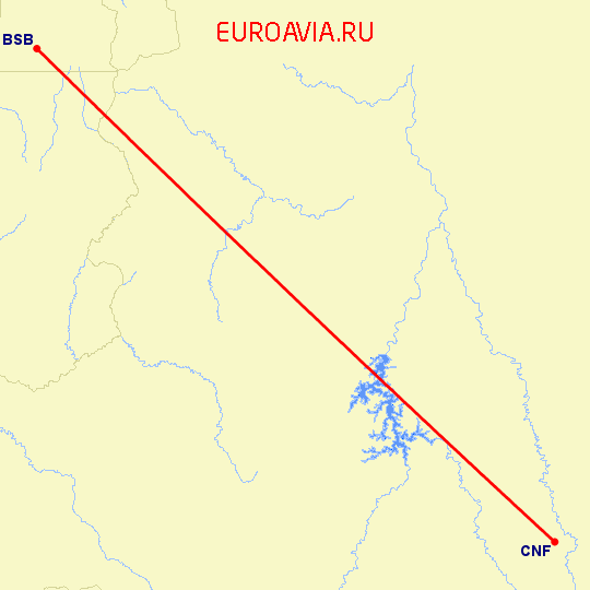 перелет Бразилия — Белу Оризонте на карте