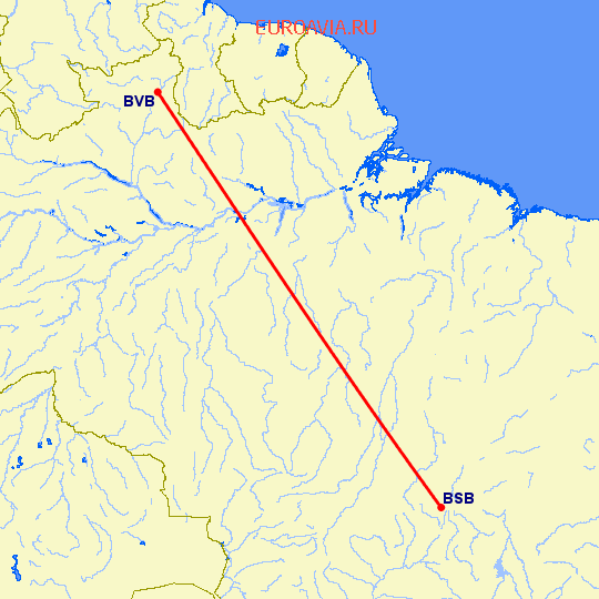 перелет Боа Виста — Бразилия на карте