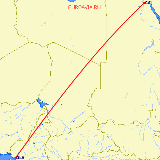 перелет Каир — Дуала на карте