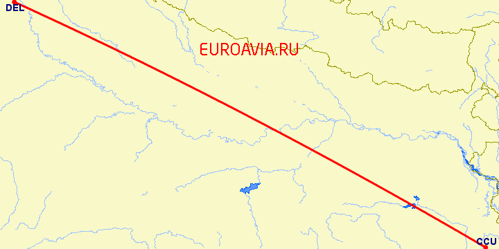 перелет Kolkata — Нью Дели на карте