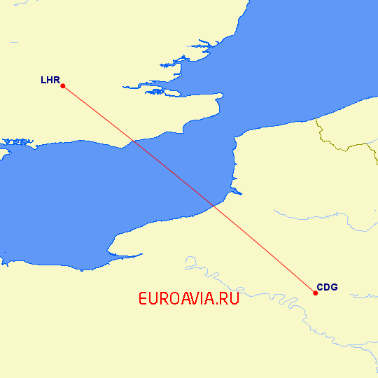 перелет Париж — Лондон на карте