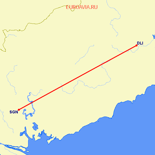 перелет Далат — Хошимин на карте