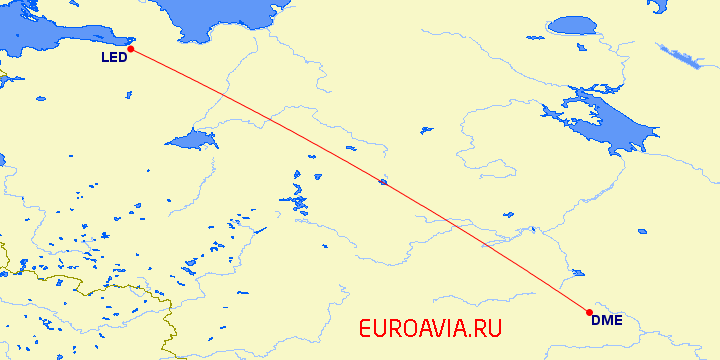 перелет Москва — Санкт Петербург на карте