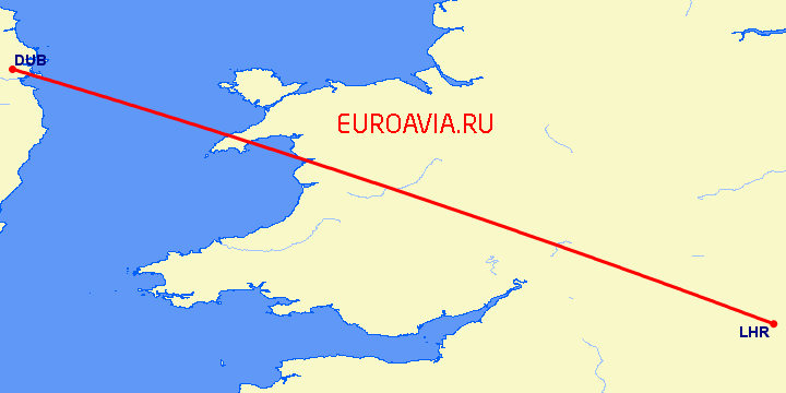 перелет Дублин — Лондон на карте
