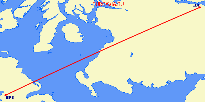 перелет Эдинбург — Белфаст на карте