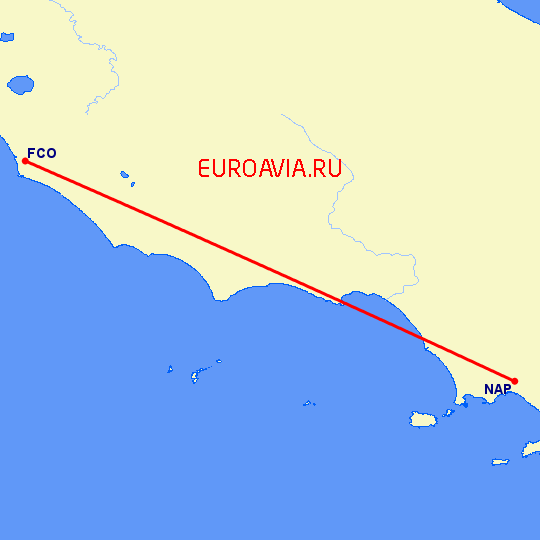 перелет Рим — Неаполь на карте