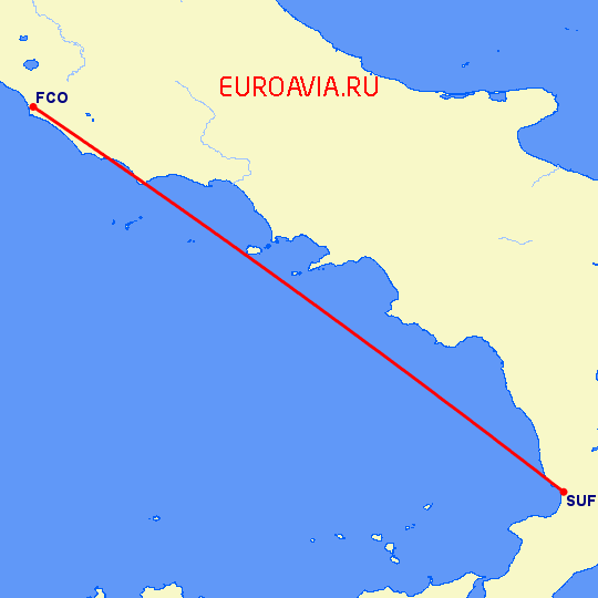 перелет Рим — Ламециа Терме на карте