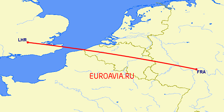 перелет Франкфурт на Майне — Лондон на карте