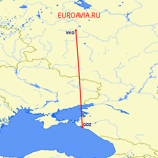 перелет Геленджик — Москва на карте