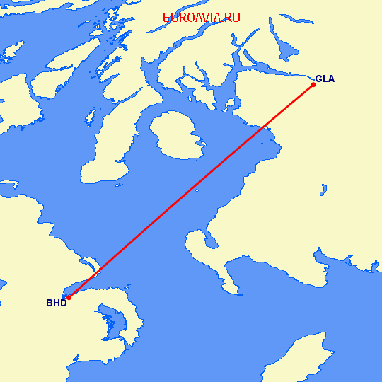 перелет Глазго — Белфаст на карте