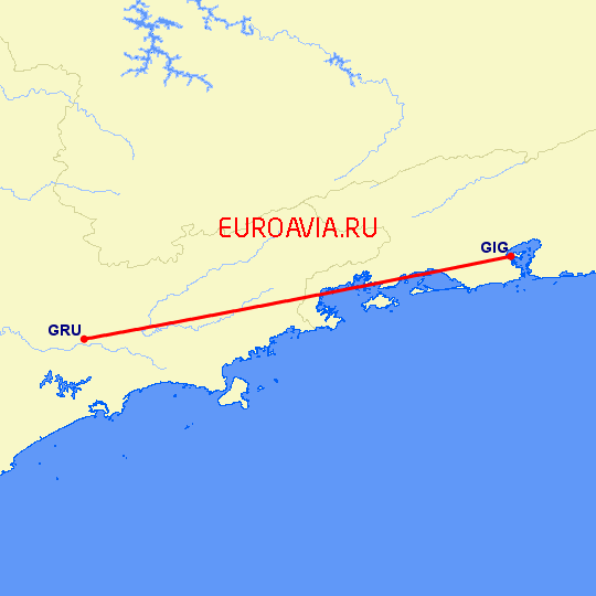 перелет Сан Паулу — Рио-де-Жанейро на карте