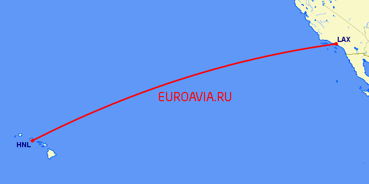 перелет Гонолулу — Лос Анджелес на карте