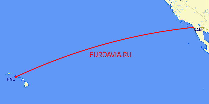 перелет Гонолулу — Сан Диего на карте