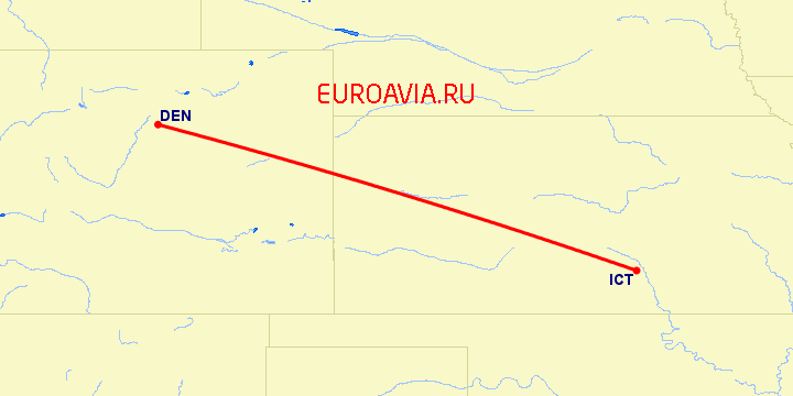 перелет Вичита — Денвер на карте
