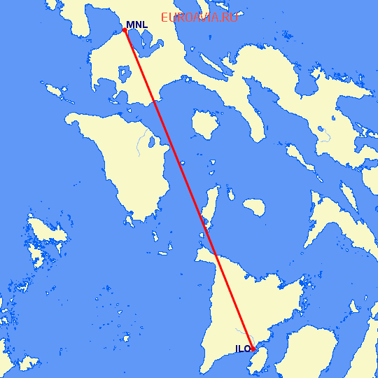 перелет Йоило — Манила на карте