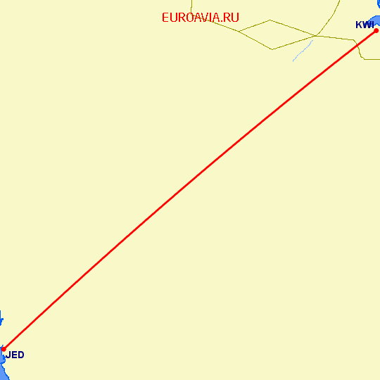 перелет Джедда — Кувейт на карте