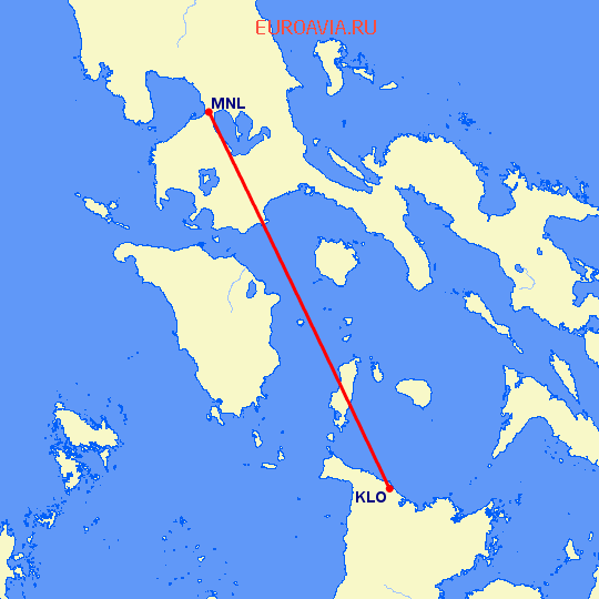 перелет Калибо — Манила на карте