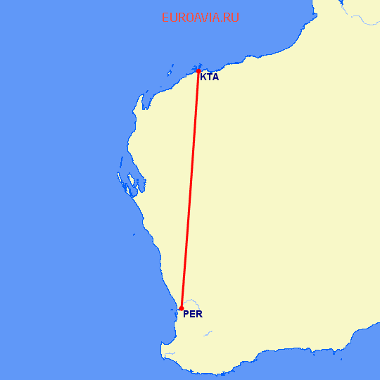 перелет Каррата — Перт на карте