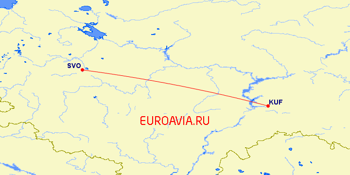 перелет Самара — Москва на карте