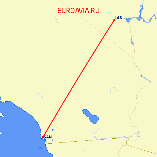 перелет Лас Вегас — Сан Диего на карте