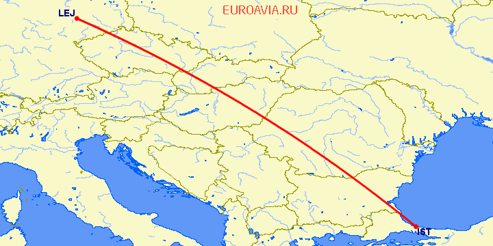 перелет Лейпциг Галле — Стамбул на карте