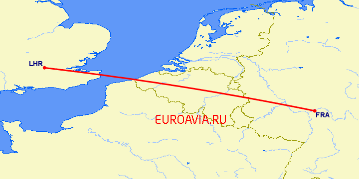 перелет Лондон — Франкфурт на Майне на карте