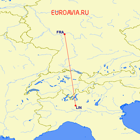 перелет Милан — Франкфурт на Майне на карте