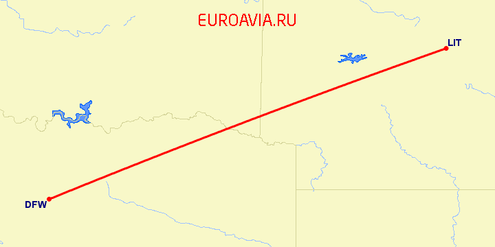 перелет Литл Рок — Даллас на карте