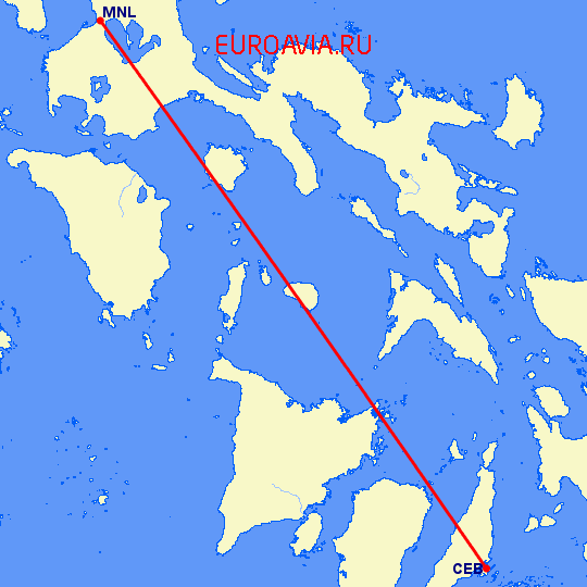 перелет Манила — Кебу на карте