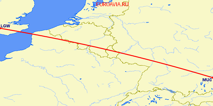 перелет Мюнхен — Лондон на карте