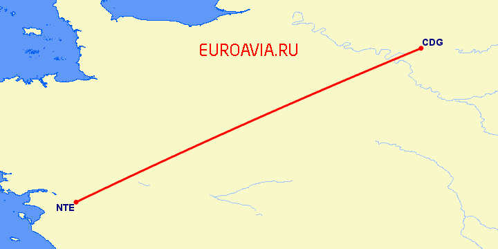 перелет Нант — Париж на карте