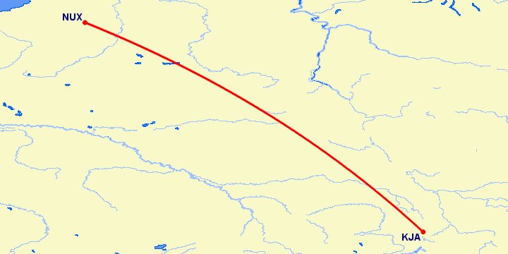 перелет Новый Уренгой — Красноярск на карте