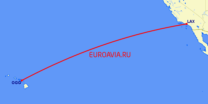 перелет Мауи — Лос Анджелес на карте