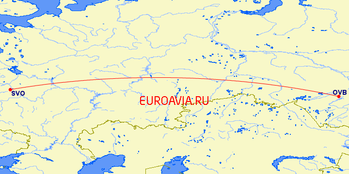 перелет Новосибирск — Москва на карте