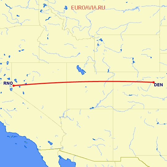 перелет Рино — Денвер на карте