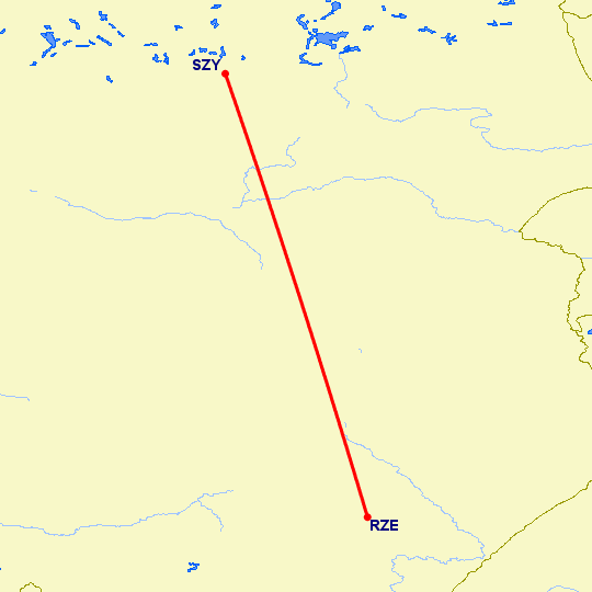 перелет Жешув — Szymany на карте