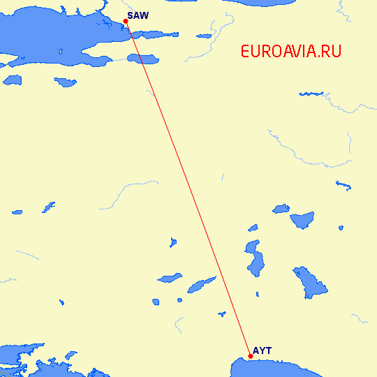 перелет Стамбул — Анталия на карте
