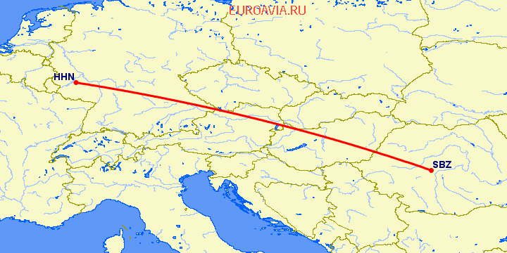 перелет Сибиу — Hahn на карте