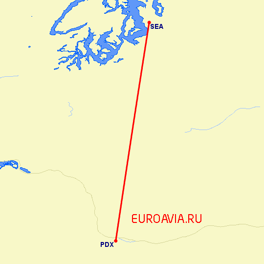 перелет Сиэтл — Портленд на карте